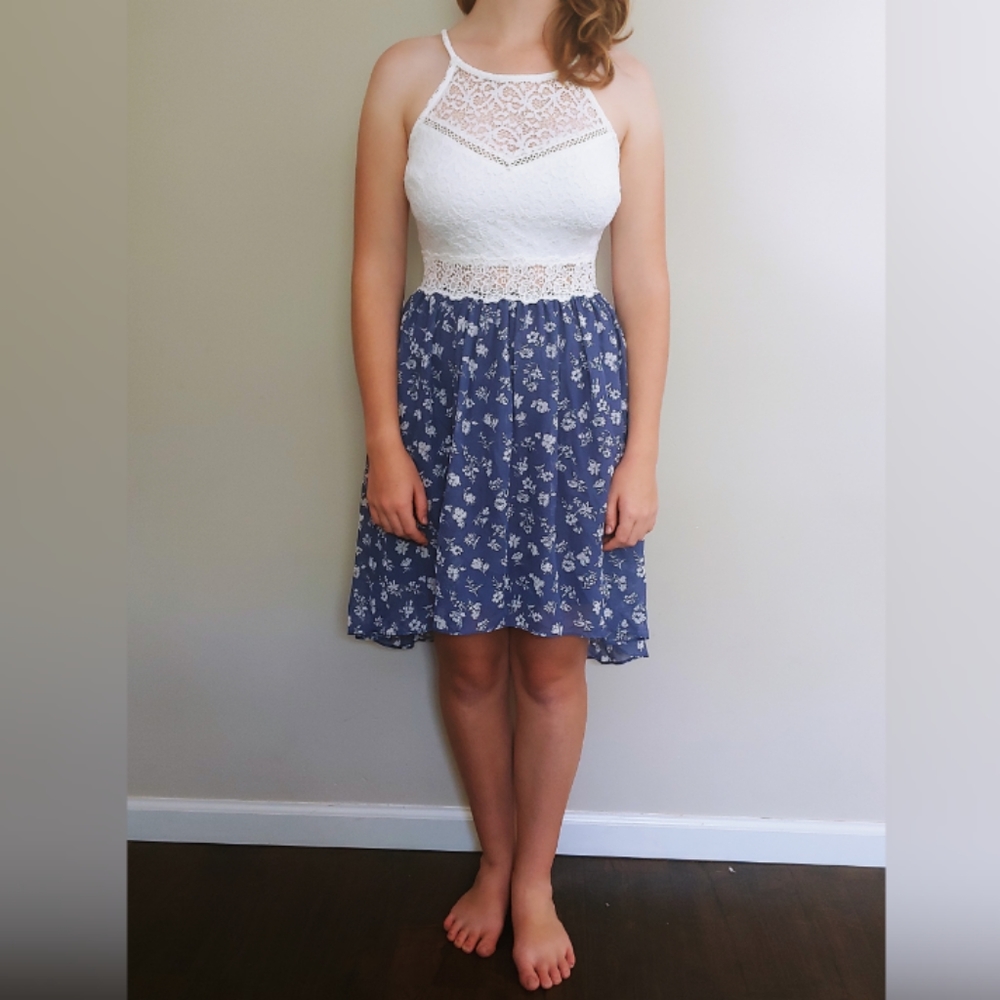 Juniors Lace Halter Dress